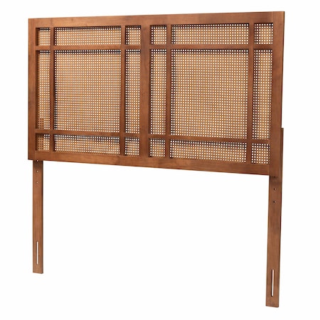 Baxton Studio Katrice Mid-Century Modern Ash Walnut Finished Wood King Size Headboard with Rattan 238-12876-ZORO